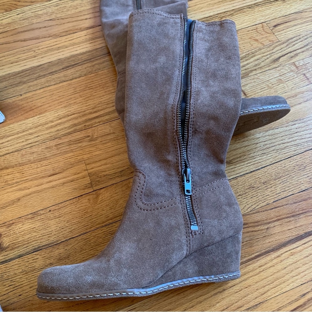 Brown Suede Wedge Boots